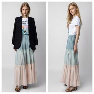 Zadig & Voltaire Jovela Colorblock Multi Pastel Maxi Skirt